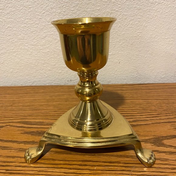 Vintage Brass Claw Footed Candleholder - Picture 11 of 13